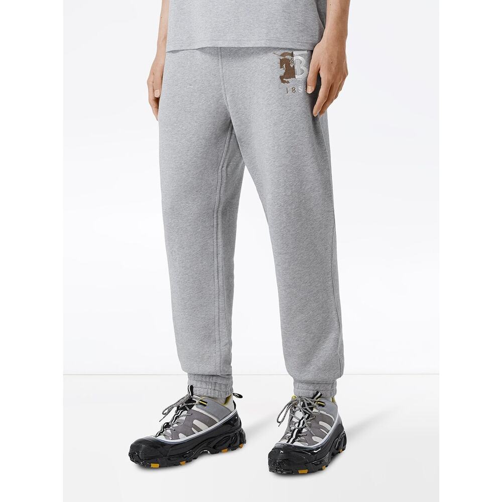 Burberry Interlocking TB Logo Men Size L Gray Track Jogger Sweatpants NWT $630